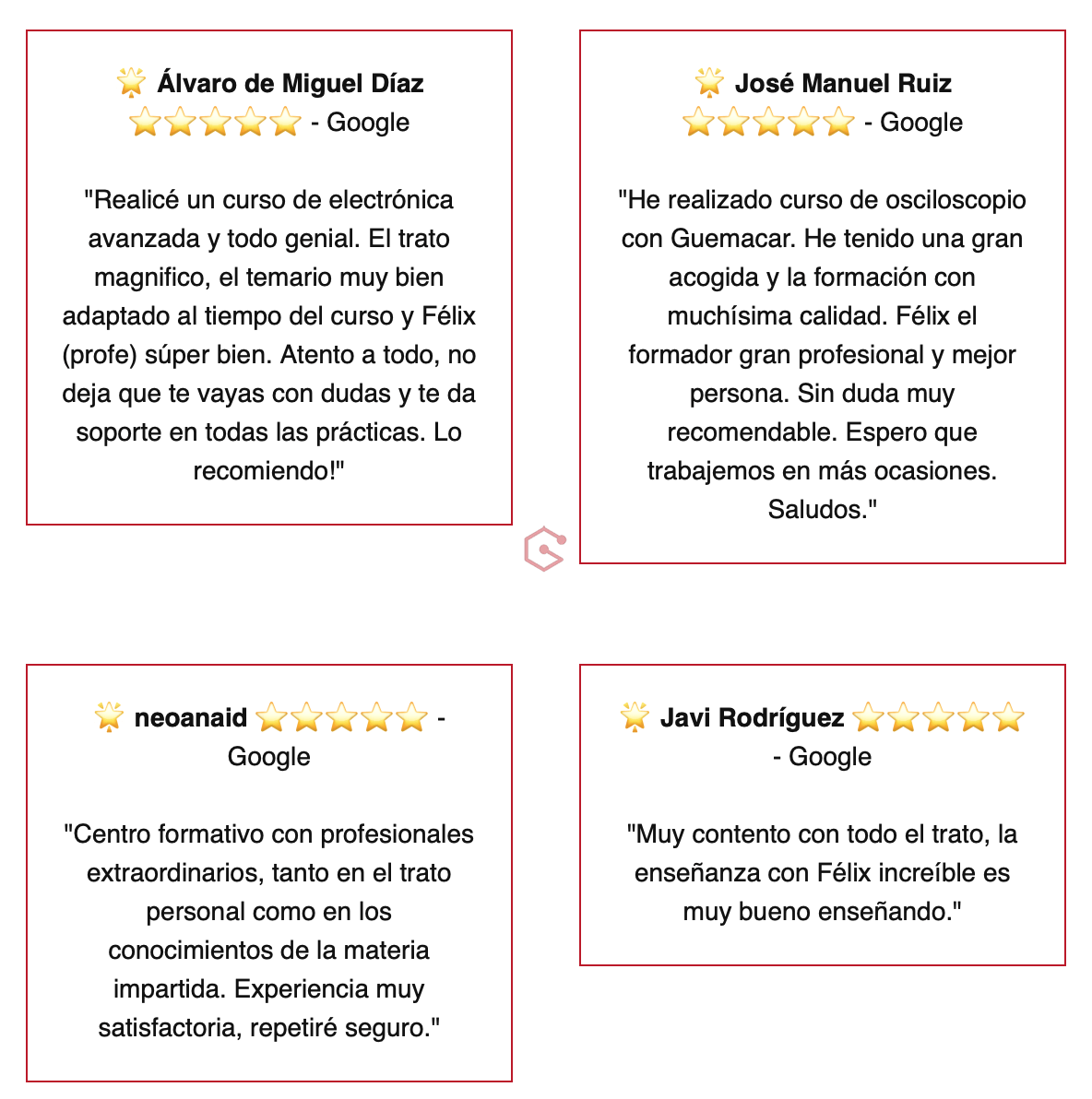OPINIONES ALUMNOS CURSOS ELECTRÓNICA AUTOMOTRIZ PARA TALLERES MECÁNICOS BONIFICADOS FUNDAE SOLUCIONES GUEMACAR LABORATORIO AVANZADO ELECTRÓNICA AUTOMOVIL 30 AÑOS DE EXPERIENCIA