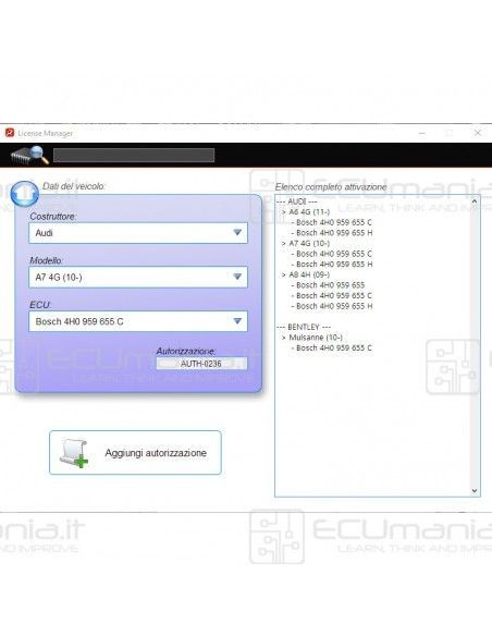 Software para la cancelación de códigos de avería almacenados por módulos de control electrónico AIRBAG, versión 5.xx con más de 2600 soluciones multimarca. El programa es modular y permite la compra de activaciones individuales. Siempre actualizable online, incluye fotos e instrucciones para algunos tipos de centralitas.