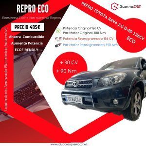 Repro 𝗧𝗼𝘆𝗼𝘁𝗮 𝗥𝗔𝗩𝟰 𝟮.𝟬 𝗗-𝟰𝗗 𝟭𝟮𝟲 𝗖𝗩 𝗘𝗖𝗢 pasa de 126 CV a 156 +30 CV ✅ PAR Motor de 300 a 390 Nm +90. Para ahorrar dinero en combustible Soluciones GuemaCAR