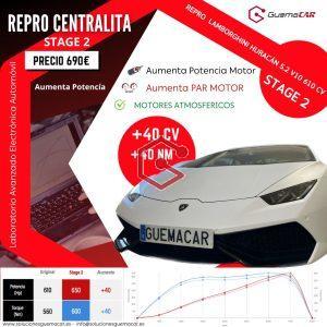 Repro Centralita STAGE2 Lamborghini Huracán LP 610-4 5.2 V10 610 CV Aumenta 40CV de potencias y de PAR MOTOR por 690€ + IVA GuemaCAR Laboratorio Avanzado Electrónica Automóvil Madrid