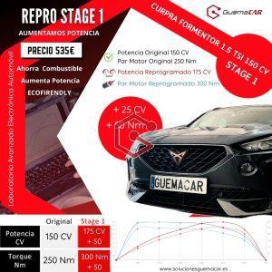 Reprogramación Centralita Stage1 Cupra Formentor 150 CV pasa a 175 +25CV ✅ PAR 250 a 300 Nm +50 ✅ Repros Centralitas + Potencia - Consumo