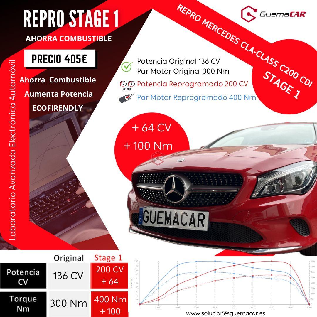 repro Stage1 Mercedes Clase A 180 136CV aumento 200CV y PAR Motor a...