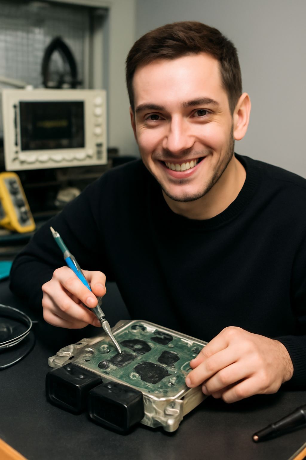 Al Final del Curso: Tu Primera Avería de ECU Reparada por Ti Mismo La verdadera prueba final del curso será que tú mismo reparas la avería de la ECU que te pondremos en tus manos. Ya no será solo un caso de teoría o ejemplos. Será una ECU real con una avería común que tú resolverás, utilizando todas las habilidades que has adquirido. Al finalizar el curso, no solo tendrás los conocimientos teóricos necesarios, sino también la confianza de haber reparado una avería real de ECU, tal y como lo harías en tu propio taller. Saldrás del curso sabiendo que puedes enfrentar cualquier avería de ECU con éxito.