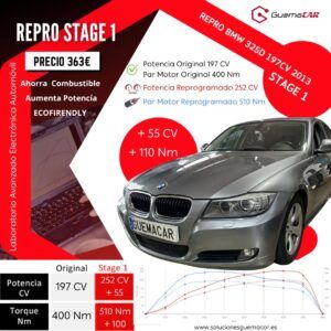 Repro Centralita BMW 325d E90 197CV , ✅ Potencia de 197 CV a 252 CV +55 CV y PAR Motor de 400 a 510 +110Nm ➖ Consumo 🏁 GuemaCAR Performance