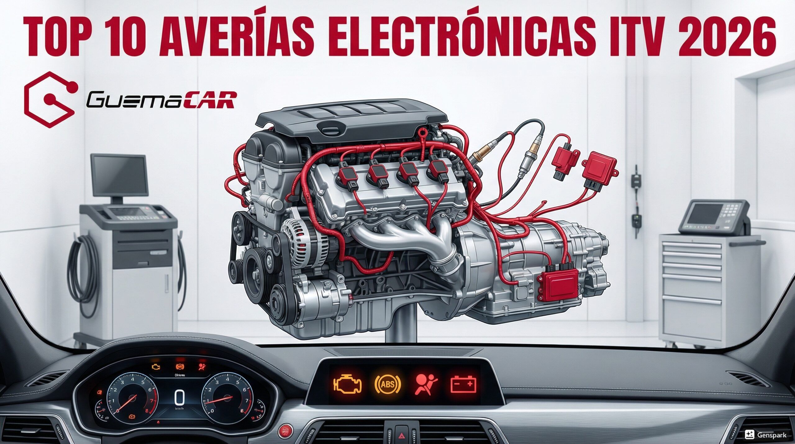 Top 10 averías electrónicas que impiden pasar la ITV en España. Diagnóstico, síntomas y costes reales. Guía completa 2026. SOLUCIONES GUEMACAR LABORATORIO ELECTRÓNICA AUTOMOVIL