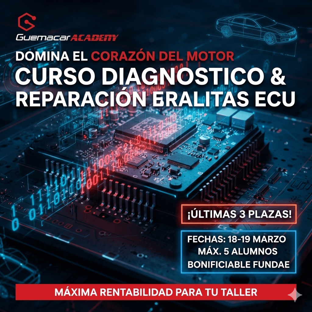 31 Años "Abriendo" el Futuro: La veteranía no se compra, se suelda En el mundo de la electrónica automotriz, el tiempo es el mejor maestro. En Soluciones GuemaCAR, no cumplimos 31 años solo acumulando calendarios, sino acumulando casos de éxito donde otros tiraron la toalla. Desde las primeras unidades de inyección de los años 90 hasta los complejos sistemas de gestión de los vehículos híbridos y eléctricos de hoy, nuestro laboratorio en la Calle Newton ha sido el escenario de una evolución constante. El día a día en nuestro laboratorio: Donde la teoría se rinde ante la práctica Nuestro laboratorio no es un aula de pupitres alineados; es un centro de operaciones real. Aquí, el aroma a estaño y el brillo de los microscopios son el pan de cada día. Investigamos: Antes de que una avería llegue a los manuales, ya la hemos diseccionado en nuestro banco de pruebas. Solucionamos: No "probamos a ver qué pasa". Usamos osciloscopios de alta gama y estaciones de soldadura de precisión para realizar intervenciones quirúrgicas en placas que otros darían por perdidas. Innovamos: Desarrollamos soluciones de clonación y gestión de software que permiten a los talleres ahorrar miles de euros a sus clientes. Formación con "ADN GuemaCAR" ¿Por qué enseñamos lo que sabemos? Porque creemos en un sector fuerte. En GuemaCAR Academy, el profesor no es alguien que ha leído un libro, es el técnico que esa misma mañana ha estado recuperando una ECU inundada o desbloqueando un inmovilizador imposible. Cuando vienes a nuestra formación de Centralitas ECU, te llevas 31 años de "trucos del oficio", de errores cometidos y aprendidos, y de una metodología de trabajo que solo se adquiere tras miles de horas de laboratorio. "No te enseñamos a usar una máquina, te enseñamos a entender qué está pasando dentro del procesador." Quedan solo 3 plazas para vivir esta experiencia de tú a tú, en un grupo de máximo 5 personas. Es tu oportunidad de beber directamente de la fuente de la experiencia. ¿Te sumas a la élite? Haz clic aquí y asegura tu sitio en la vanguardia de la electrónica.