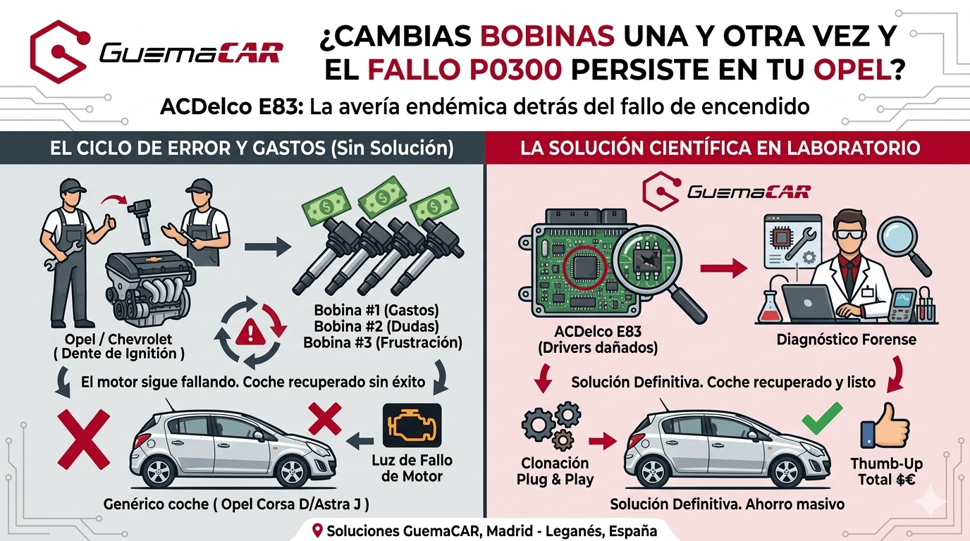 ¿Fallo de encendido intermitente en Opel? No cambies más bobinas, el problema es este.