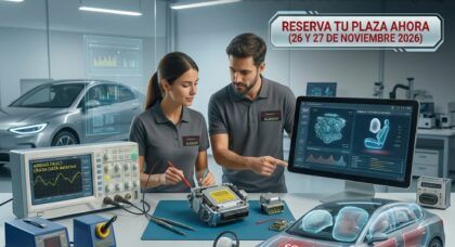 ¿Sabías que la reparación y reset de centralitas de Airbag es uno de los servicios más rentables para talleres y laboratorios? Este 26 y 27 de Noviembre celebramos una nueva másterclass presencial 100% práctica en Leganés (Madrid). Grupos reducidos a solo 5 alumnos con mesa e instrumental individual. Quedan únicamente 4 plazas disponibles para este inicio de curso. ¡Reserva la tuya con opción de bonificación FUNDAE!