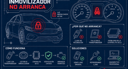 Coche no arranca por el inmovilizador: causas y soluciones Giras la llave, el motor de arranque gira con normalidad, pero el motor no enciende. En el cuadro aparece una pequeña luz: un coche con una llave, un candado, o las letras IMMO. Si tu coche no arranca y el inmovilizador está activado, no es la batería ni el motor de arranque. Todo lo demás parece funcionar. Lo que tienes delante es un fallo del sistema antirrobo electrónico, y bloquea el arranque con la misma eficacia que si no tuvieras llave.